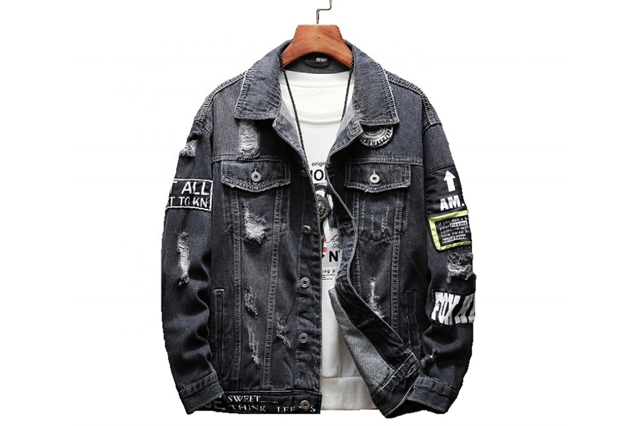 Pop-punk denim jacket over a white T-shirt