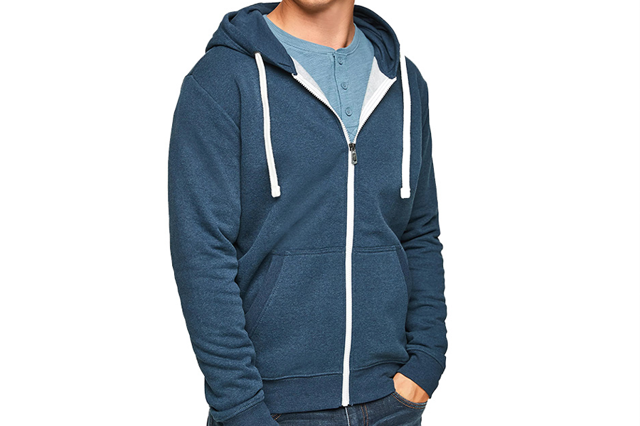 Men’s zip-up hoodie with zip and drawstring trimming