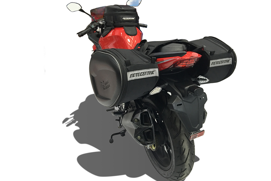 Big motorbike equipped with a large capacity saddlebag