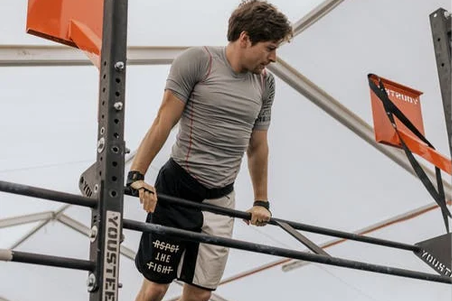 Man wearing comfortable shorts while working out