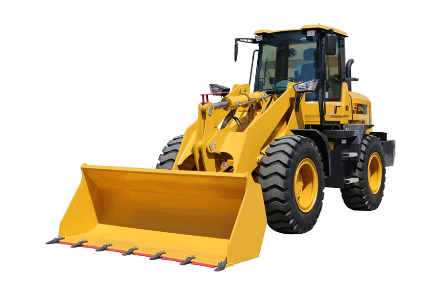 Black and yellow loader on a white background