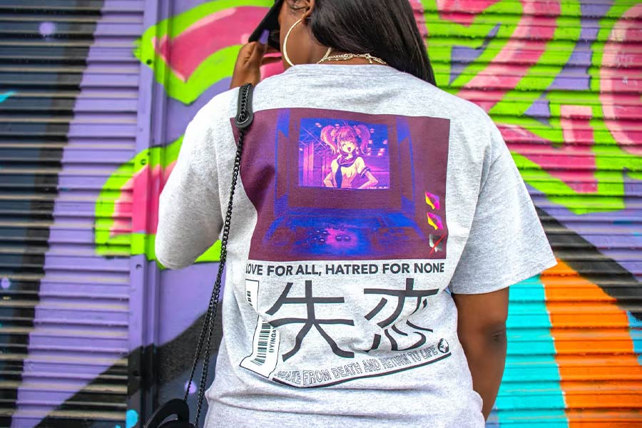 Graphic tee with manga graphics