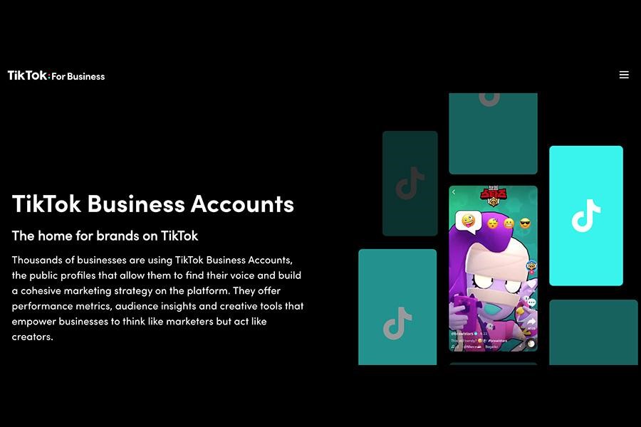 Captura de tela da página inicial da conta comercial do TikTok