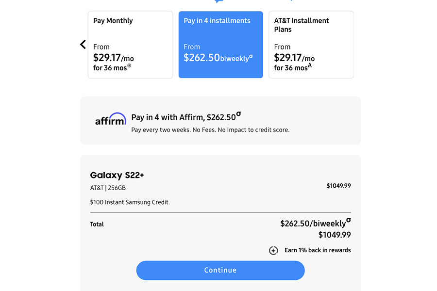 Affirm という e コマース決済アプリの画像