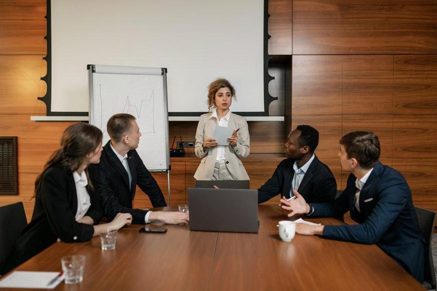 Team members of a company defining a target market