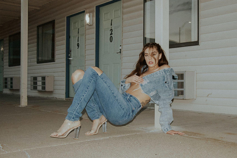 Woman wearing denim jeans and a denim top