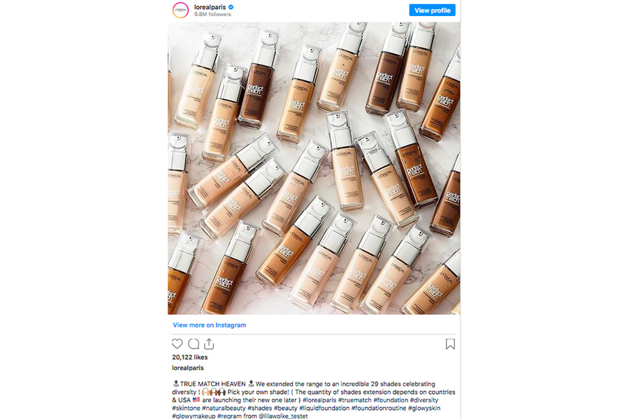 L'oreal Paris social media post