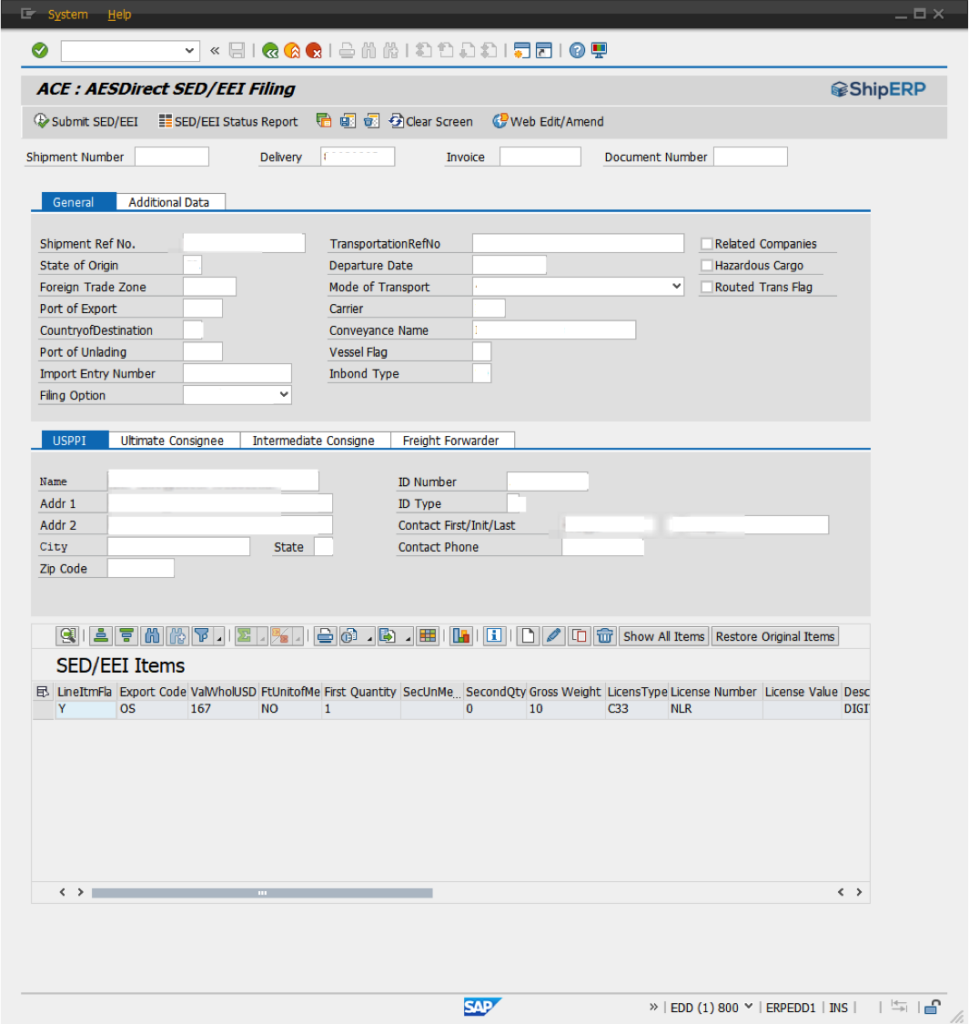 sample screen of the AES system