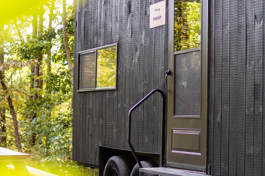 A tiny house on wheels