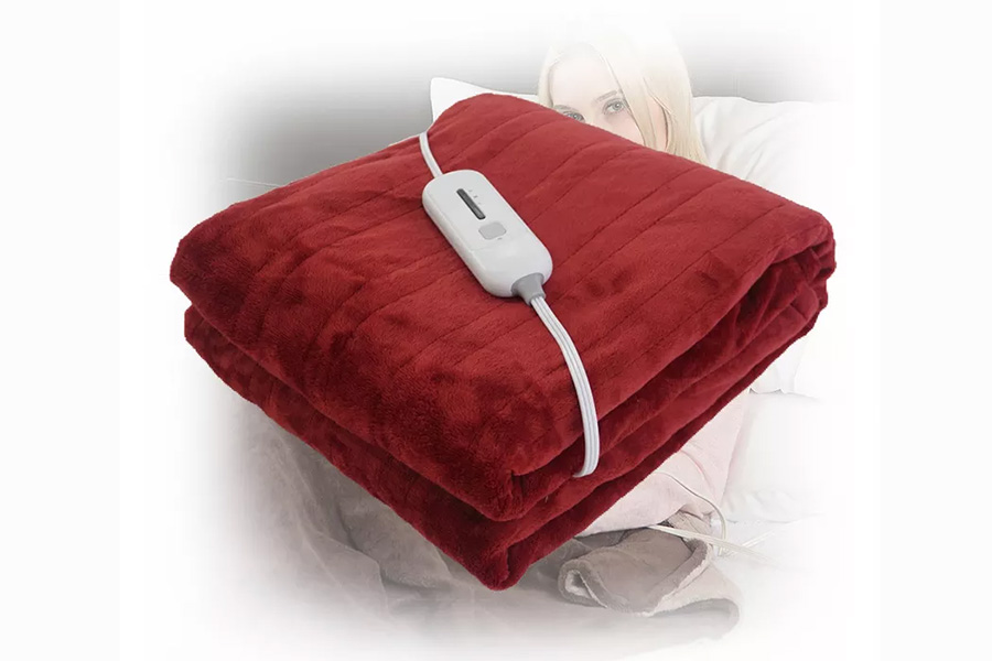 Red electric blanket with temperature controller