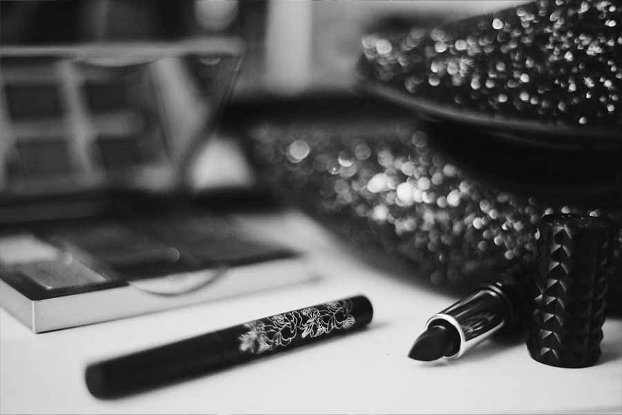 Gothic lipstick on a white table