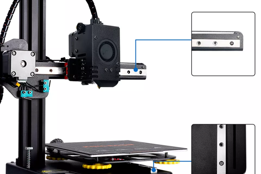 High-speed 3D printer on a white background