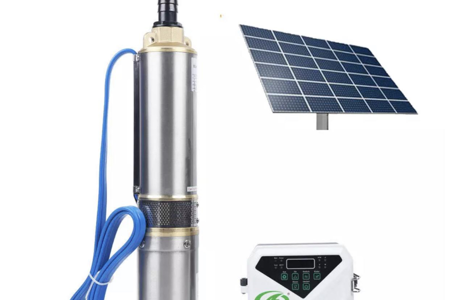 Stainless steel pump shaft, solar panel, and control system